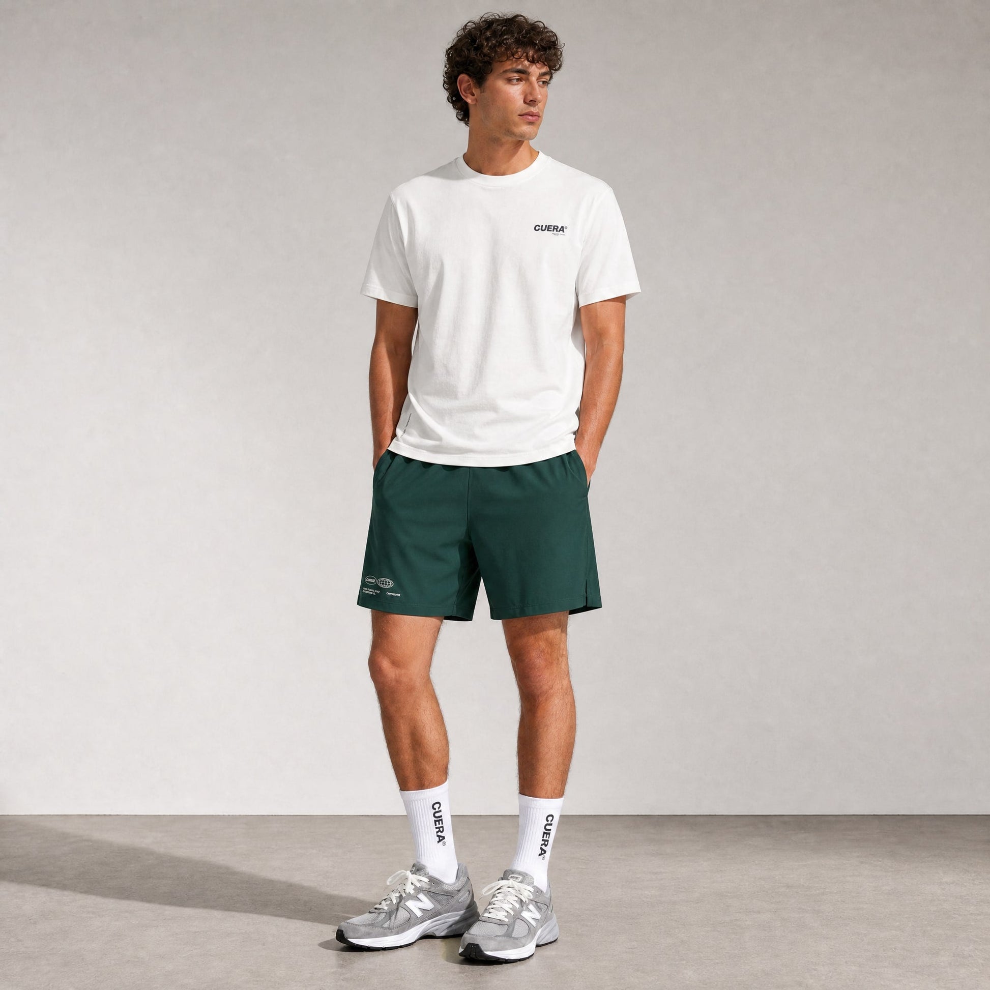 Mens Active Globe Shorts - Court Green