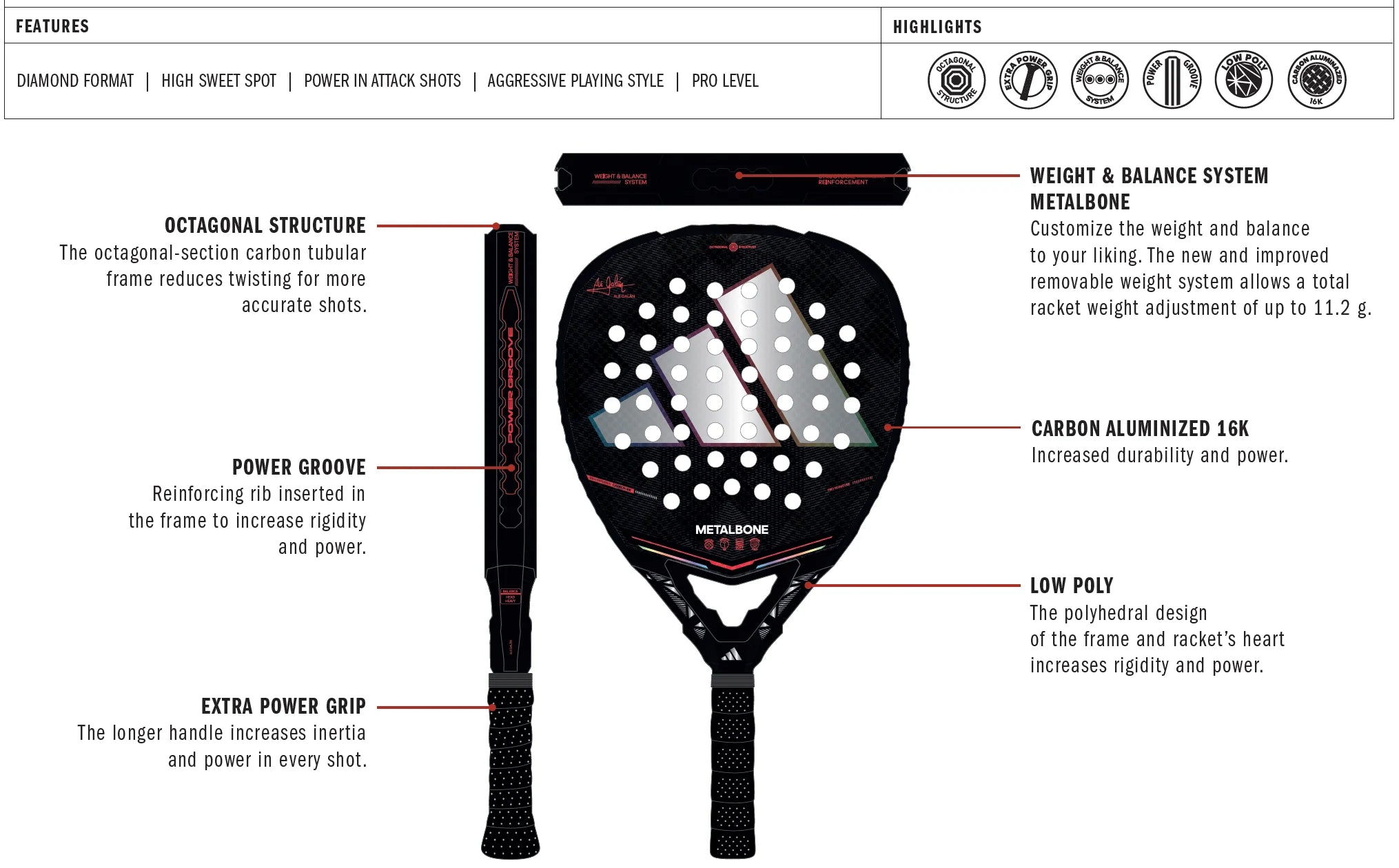 ADIDAS PADEL RACKET METALBONE 2026