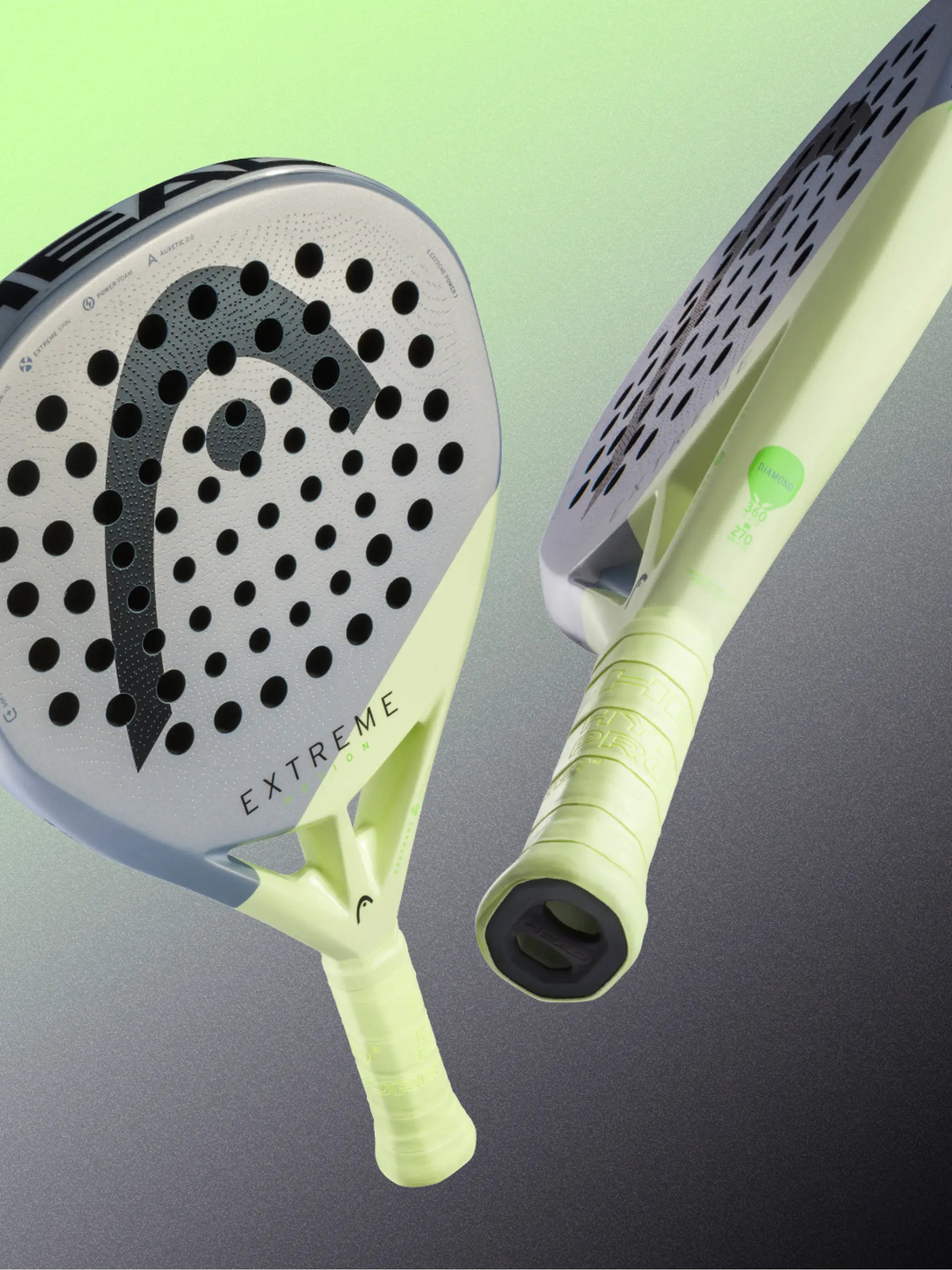 HEAD Extreme Motion 2026 padel racket, angled view