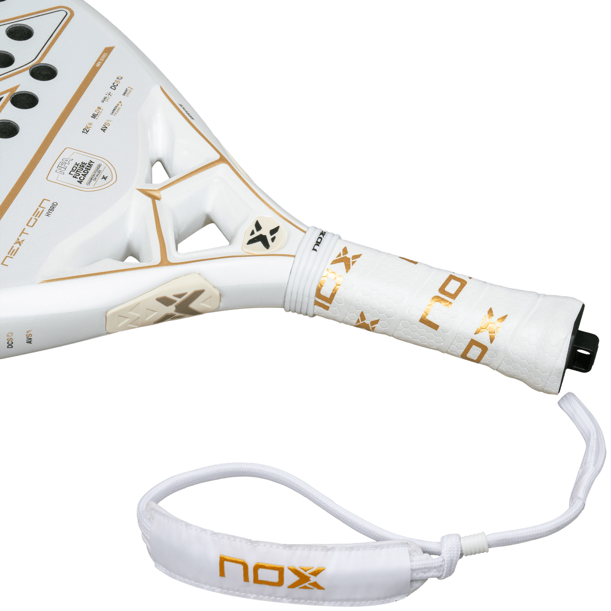 NOX NextGen Pro Hybrid 12K 2026 racket handle and wrist strap